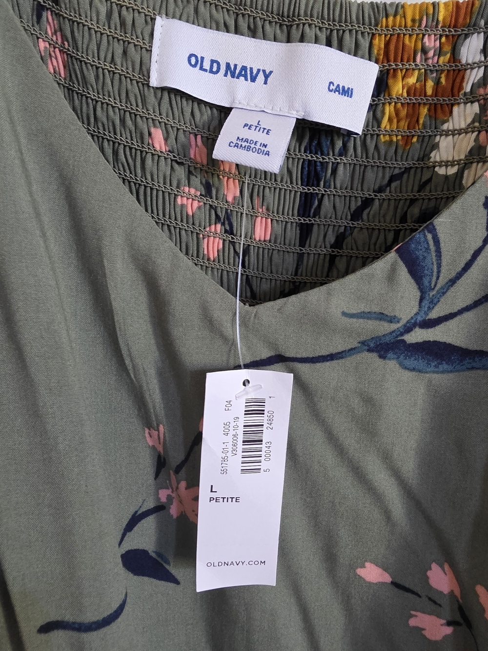 Old Navy Sage Green Floral Midi Dress with Spaghetti Straps - Picture 2 of 8